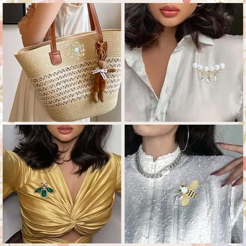 Vista 6 de Juego de 8 broches y alfileres para mujeres, broches a granel, alfileres decorativos, broches de joyería, alfileres decorativos para mujeres y niñas