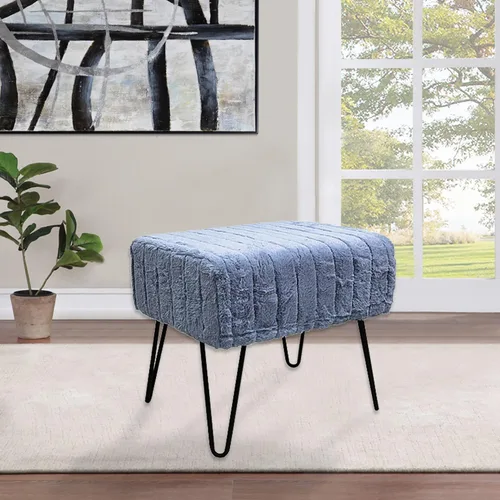 Vista 7 de Home Soft Things - Banco otomano de piel sintética azul de visón, 19 x 13 x 17 pulgadas, color espejismo azul, se puede usar como reposapiés, banco