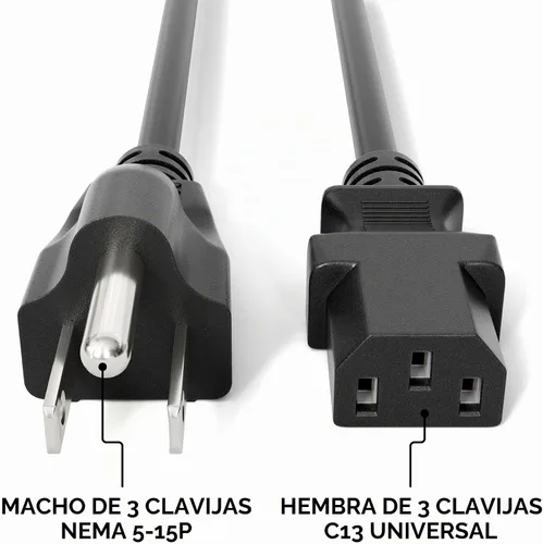 Vista 5 de Cable de alimentación de CA de 3 clavijas para computadora, médico, servidor y escritorio, cable de alimentación de 3 clavijas de 1 pie - Cable