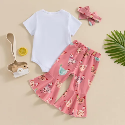 Vista 130 de Sejardin Ropa de verano para bebé y niña, recién nacida, manga corta, con letras, mameluco elástico con diadema