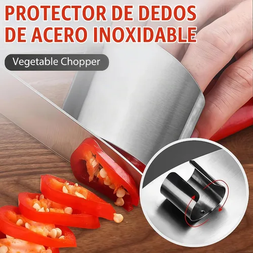 Vista 2 de Protector de dedos de acero inoxidable, ajuste universal, protector de dedos ajustable para cortar alimentos, herramienta de corte premium para 1
