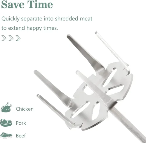 Vista 5 de Extractor de cerdo de 3 pulgadas, triturador de carne de acero inoxidable 304, adecuado para hacer tiras de carne con taladro manual estándar