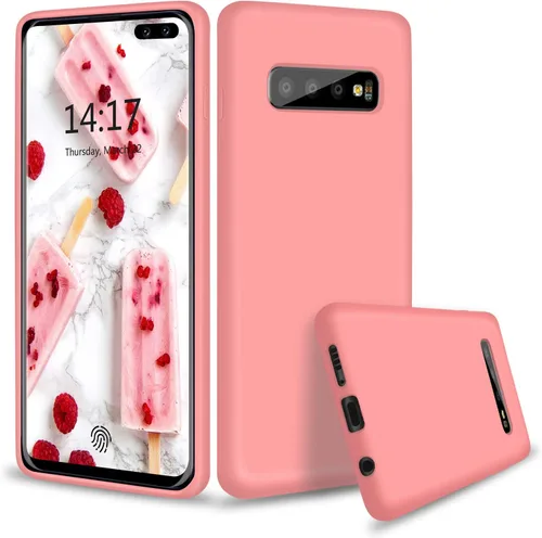 Vista 8 de Compatible con Galaxy S10 Plus, S10+ funda de silicona líquida con forro de tela de microfibra de cuerpo completo con protección de pantalla