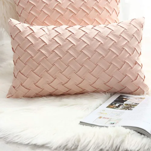 Vista 32 de vctops Funda de Almohada Decorativa con Patrón de Tejido de Canasta Boho, Gamuza Súper Suave, Funda de Cojín de Acento Cuadrada Sólida para Sillón