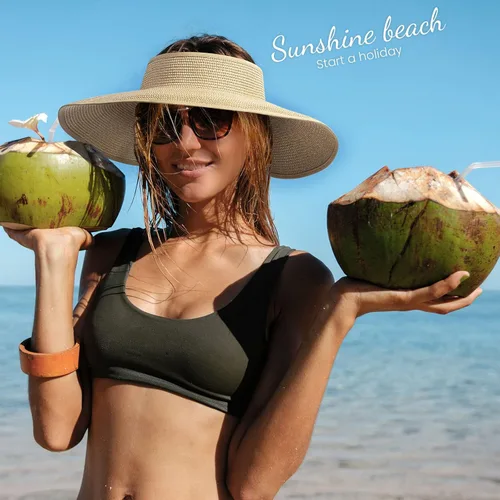 Vista 2 de Simplicity - Sombrero con protección solar UV UPF 50 para mujer, convertible en visera para playa