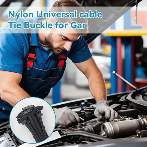 Vista 7 de 200 hebillas universales de nailon para ataduras de cables, soporte de bridas de cierre automático resistente con diseño de pasador y botón, bridas