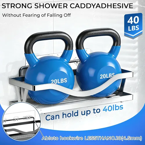 Vista 2 de Shower Caddy Adhesive Replacement Hooks, Heavy Duty Adhesive Strips