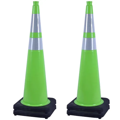 Vista 45 de OrangeStar 6 Pack 36" Conos de seguridad de tráfico, conos de estacionamiento verdes con collar reflectante, conos de construcción con base