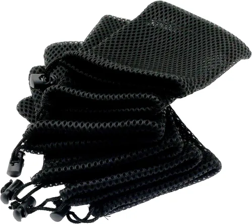 Vista 3 de 6pcs Nylon Malla Cordón Bolsa Bolsas Negras Para Mini Cosas Teléfono Celular MP3 (4.9x3.5 in) Cierre De Cierre De Cordón
