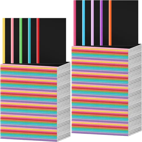 Vista 20 de Handepo 100 paquete de cuadernos de composición A5/A6 con líneas rayadas, cuadernos de composición de cartón Kraft a granel con cubierta suave