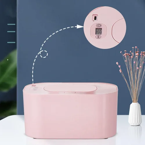 Vista 3 de Hilitand Dispensador de toallitas húmedas para bebés, dispensador de toallitas húmedas con tapa, bolsa portátil para toallitas húmedas (rosa)