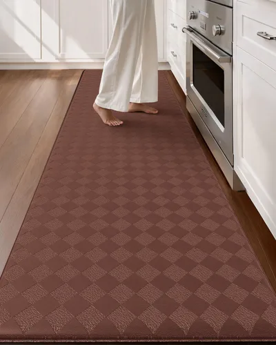 Vista 24 de Color&Geometry Juego de tapetes de cocina extra anchos de 24 x 59 + 24 x 87 pulgadas, tapete acolchado antifatiga, impermeable, fácil de limpiar