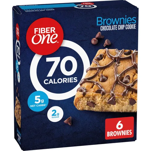 Vista 11 de Fiber One Brownies de 70 calorías, barras de bocadillos de galletas con chispas de chocolate, 2g de azúcar, paquete de valor, 12 unidades, 10.6 oz