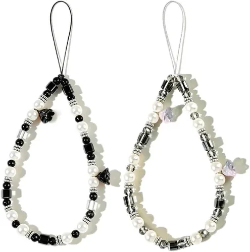 Vista 10 de Phone Charm Beaded Camera Wrist Strap Cute Chain Lanyard Wristlet 3 piezas de cristal