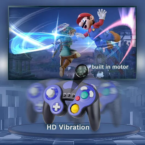 Vista 2 de XIKAYADA Gamecube Controller, Wired Game Controller for Wii & GC, Upgraded TURBO & HD Vibration Function, Double Color Design Style Classical