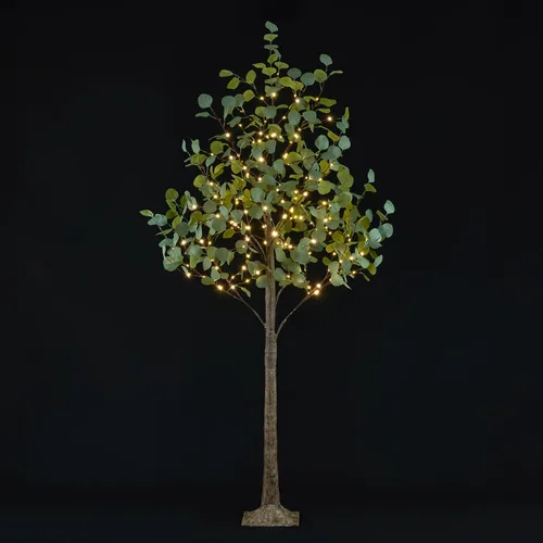 Vista 9 de LIGHTSHARE Árbol de eucalipto iluminado de 4 pies, 126 L, color blanco cálido, vegetación artificial con luces para boda, vacaciones, hogar, fiesta