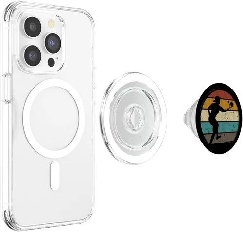 Vista 4 de Pickleball retro vintage Pickleball paddles Sunset gift PopSockets MagSafe PopGrip for iPhone