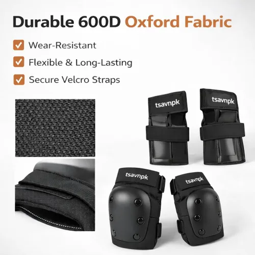 Vista 6 de Adult Knee and Elbow Pads Set with Wrist Guards, Protective Gear for Roller Skating, Inline Skating, Skateboarding, BMX, Scooter & Cycling