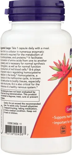 Vista 5 de NOW FOODS B6 100mg cápsulas, 100 CT