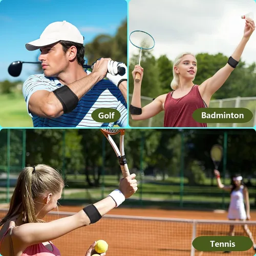 Vista 4 de Protector de antebrazo, codera de tenis para hombres y mujeres, codera de golfista, bandas de apoyos de antebrazo, soporte de codo de golf, alivio