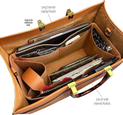 Vista 5 de Sunshine Tote Organizer Insert, Sunshine Shopper Medium Insert, Mini Sunshine Large Organizer, Handmade 3mm Premium Felt Snug Sturdy Gold Zipper