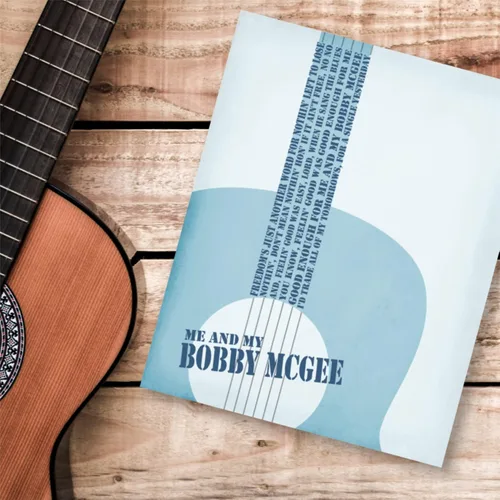 Vista 2 de Yo y Bobby McGee Song - Rock Blues Music Room Decor Lyric Art Print