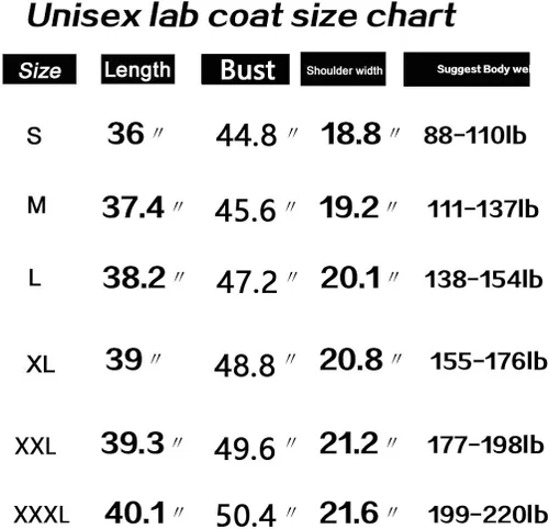 Vista 3 de Unisex Médico Blanco Laboratorio Escudo Médico Profesional Enfermera Uniforme Estudiante Laboratorio Clase Chaqueta Larga