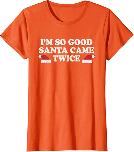 Vista 14 de Camiseta de Navidad con texto en inglés "I'm so good Santa came tware" Negro