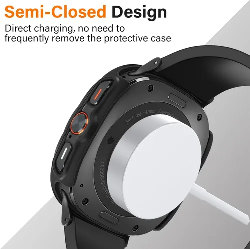 Vista 6 de Amizee Paquete de 2 fundas protectoras de pantalla compatibles con Samsung Galaxy Watch Ultra (2025/2024) de 1.772 pulgadas, con protector de negro