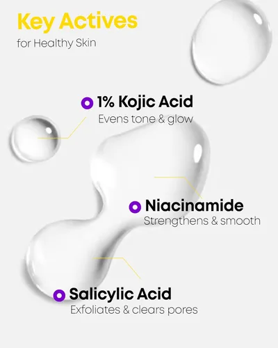Vista 3 de Nineless Tónico de ácido kójico 1% para corrección de manchas oscuras, 2% niacinamida y probióticos, tóner iluminador coreano para el cuidado