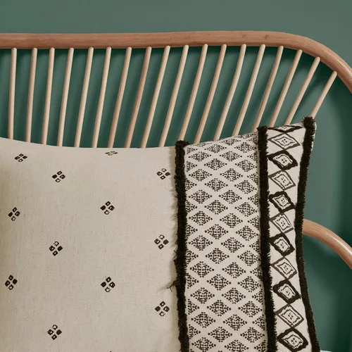 Vista 8 de Ink+Ivy Marta - Juego de edredón de lino y algodón, diseño bohemio moderno con acento de recorte, funda transpirable para todas las estaciones
