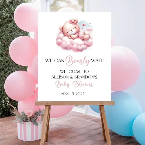 Vista 17 de Personalized Baby Shower Welcome Sign, Custom Baby Name, Shower Sign, Wildflower A Little Wildflower on the Way, Brunch, Elegant Version 01