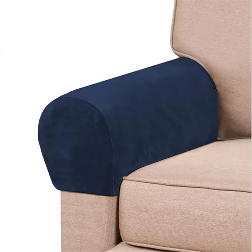 Vista 11 de Paquete de 2 fundas elásticas de terciopelo para reposabrazos, fundas antideslizantes para sofá, protectores elásticos suaves para sala de estar