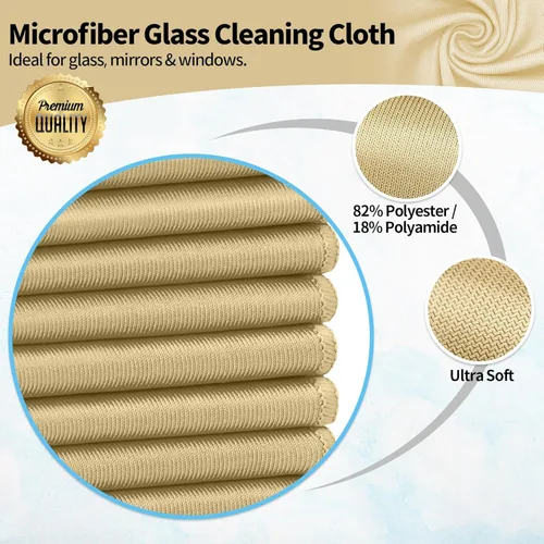 Vista 2 de Paño de limpieza de microfibra – Paquete de 6 paños de limpieza de lentes, trapos de limpieza de ventanas de 16 x 14 pulgadas, paños de pulido sin