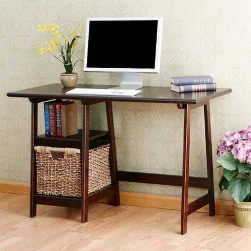 Vista 2 de SEI Furniture Langston - Escritorio espacioso con 2 estantes fijos con marco A, color espresso (modelo: HO9246)