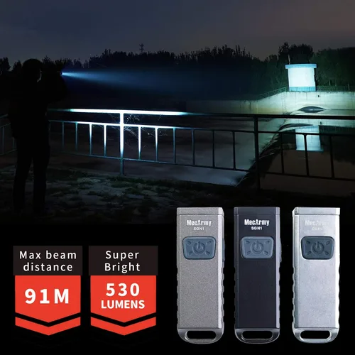 Vista 5 de MecArmy SGN1 Mini llavero recargable USB EDC Flahlight, XP-G2 S5 LED con 530 lúmenes, cuatro modos de iluminación más un llavero estroboscópico