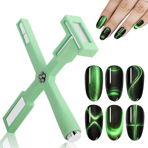 Vista 10 de Herramienta de imán de uñas 5 en 1, bolígrafos magnéticos de uñas fuertes con funda protectora de silicona, barra magnética multifuncional 3D de ojo