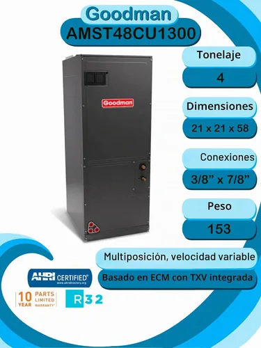 Vista 3 de Goodman 4 TON 14 SEER2 Multi-Position R-32 AC Only System con controlador de aire (condensador GLXS4BA4810 y controlador de aire AMST48CU1300)