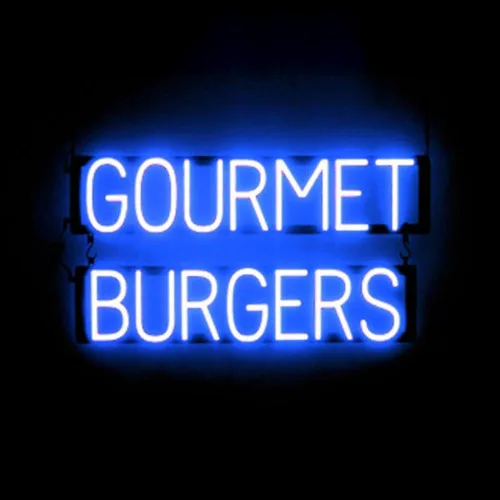 Vista 30 de SpellBrite HAMBURGERS Letrero para restaurantes Letreros relacionados con el comedor con aspecto de neón, luz LED roja 40.0 x 6.3 pulgadas Rojo
