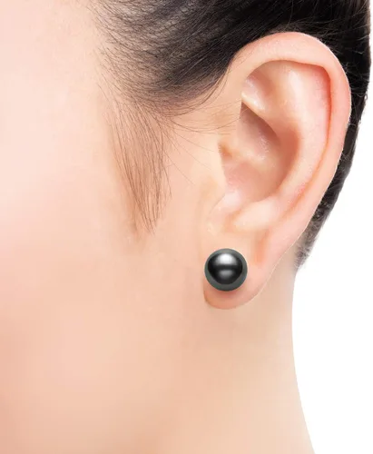 Vista 3 de Juego de pendientes de collar de perlas negras de Tahití para mujer, Perla