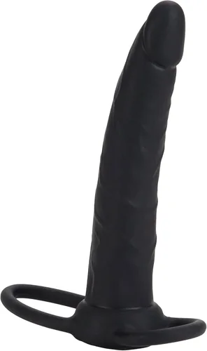 Vista 3 de CalExotics Correa de doble penetrador de silicona Love Rider en consolador, negro, SE-1515-20-3
