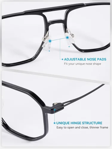 Vista 4 de Gafas de Luz Azul Unisex, Marco de Gafas de Computadora de Metal Tr90 Ligero y Delgado