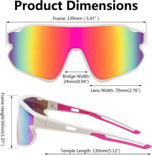 Vista 5 de FEISEDY Gafas de sol unisex para jóvenes, gafas de sol de béisbol y tenis, UV400 deportivas para niños y niñas, pantallas de ciclismo B4064