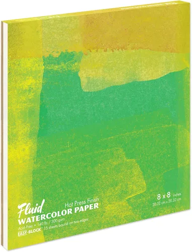 Vista 14 de Fluid Artist Bloque de acuarela, 140 libras (300 GSM) bloc de papel de prensa en caliente para pintura de acuarela y medios húmedos