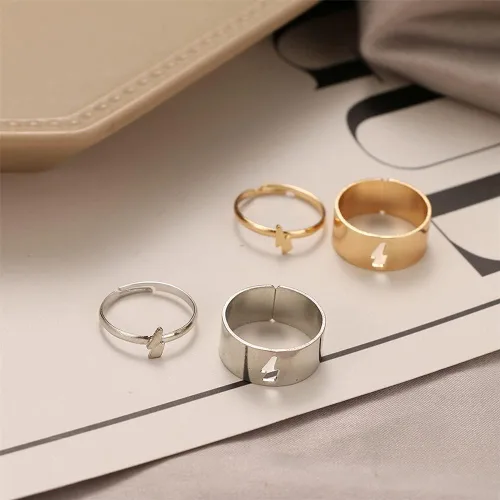 Vista 4 de Anillos a juego con mejores amigos para parejas, Tiktok Y2k, anillos de pareja, con corazón, luna, estrella, planeta, para mujeres, hombres y niñas