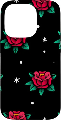 Vista 16 de Roses Fifties Black Red Rockabilly Pinup Rose Retro Fashion Case for iPhone 17