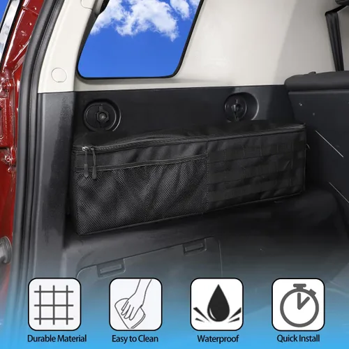 Vista 4 de Organizador de maletero de automóvil compatible con Toyota FJ Cruiser 2007-2021, organizador de almacenamiento trasero multicompartimento, bolsa