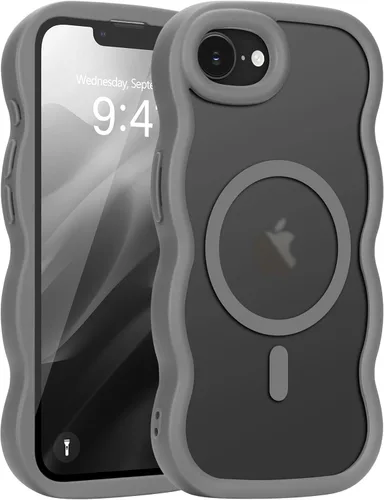 Vista 95 de Pepmune - Funda para iPhone 12 Pro Max con marco ondulado y estructura rígida, color mate claro, cubierta trasera unisex, compatible con Magsafe