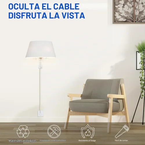 Vista 3 de Ocultacables de Pared para Un Cable, Cubiertas de Cable de Pared de 136 pulgadas, Kit de Cubierta de Cable de Instalación Fácil, Canaleta de Cables
