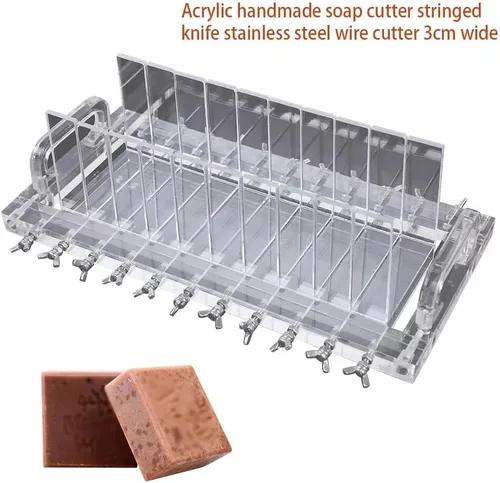 Vista 4 de Cortador de jabón acrílico hecho a mano de 11.8 x 3.9 in, cortadores de jabón transparentes para hacer jabón con 1.2 in de ancho de jabón, cortador